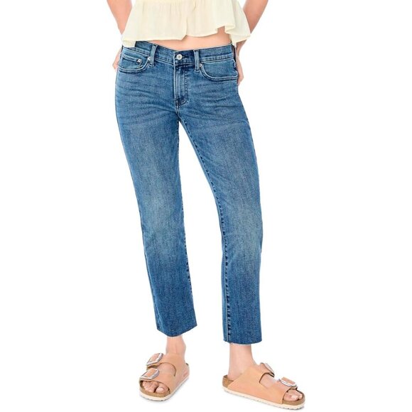 Women's Sweet Crop Jean Denim Cotton Mid Rise Straight Leg Size 28